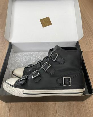 Sneakers ASH Vincent, pelle nera con fibbie