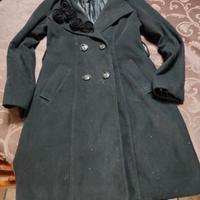 Elegante Cappotto Nero Doppiopetto | 35% Lana
