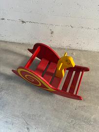 Dondolo in legno vintage- Giocattolo/Arredo