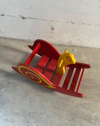 Dondolo in legno vintage- Giocattolo/Arredo