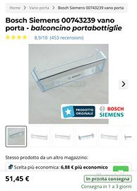 Portabottiglie a balconcino per frigorifero Bosh