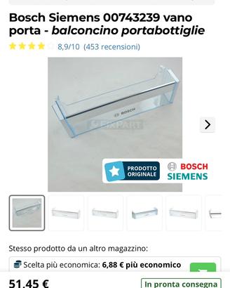 Portabottiglie a balconcino per frigorifero Bosh