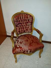 poltroncina barocco oro e bordeaux