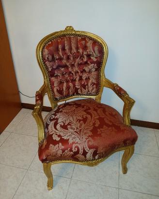 poltroncina barocco oro e bordeaux