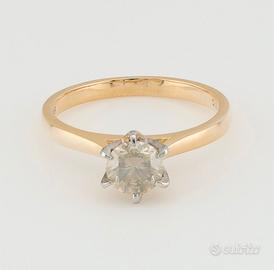 Solitario oro giallo con diamante 0.75ct