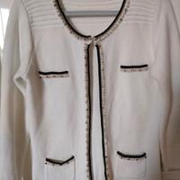 cardigan donna con perle e Swarovski, taglia 42