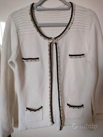 cardigan donna con perle e Swarovski, taglia 42