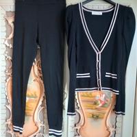 set giacchina più leggings bordi bianco e nero