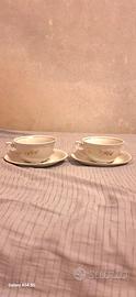 set tazze in porcellana rifinite oro