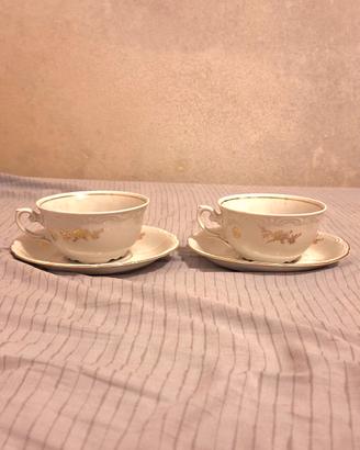 set tazze in porcellana rifinite oro