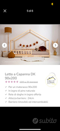 Letto a capanna bambini in legno di pino