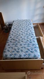 Letto singolo con cassetti rete e materasso