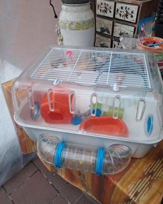 Gabbietta con accessori per criceti 