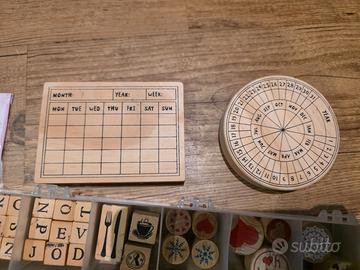 Lotto timbri legno scrapbooking e planner