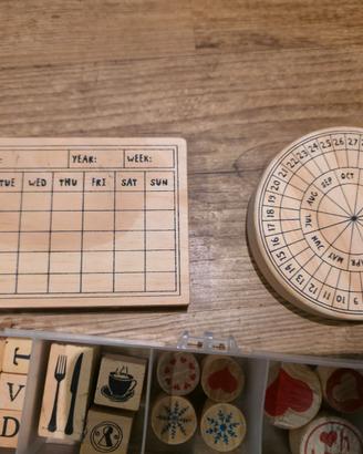 Lotto timbri legno scrapbooking e planner