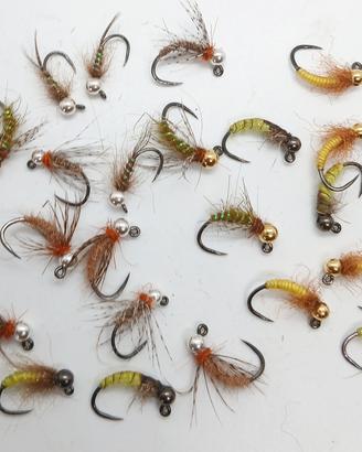 30 ninfe tungsteno artificiali pesca 