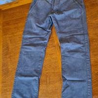 Pantaloni Chino Uomo Cotton & Silk - Blu Avio/Grig