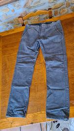 Pantaloni Chino Uomo Cotton & Silk - Blu Avio/Grig