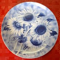 Piatti da collezione in porcellana, girasoli.