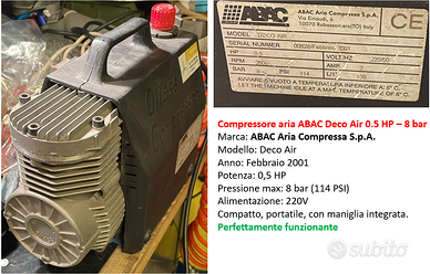 Compressore aria ABAC Deco Air 0.5 HP – 8 bar