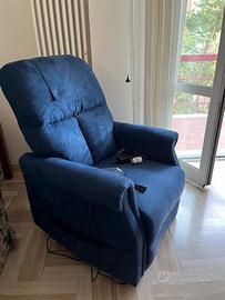 Poltrona Relax Elettrica Blu con Telecomando e Alz