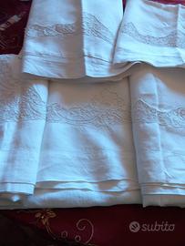 lenzuolo matrimoniale in tela di lino ricamo a man