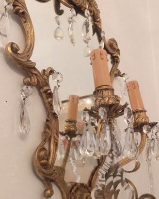 Applique specchio cornice ottone Luigi XVI gocce