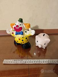 Set 2 Salvadanai Vintage: Pagliaccio Ceramica Colo