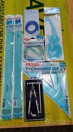 SET MATERIALE SCUOLA: Compasso-righe-squadre-ecc.