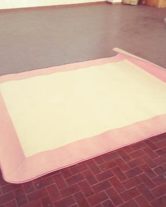 Tappeto bianco con bordo rosa