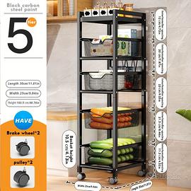 Carrello portaoggetti multistadio su ruote