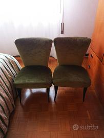 2 sedie vintage in velluto verde