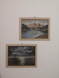2 quadri a olio su cartone con cornice