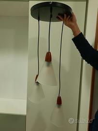 Lampadario moderno a 3 luci sfalsate