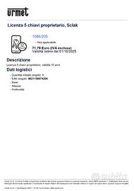 URMET SCLAK - LICENZE - 1086/210 e 1086/205