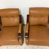 Coppia di poltrone arredo casa in pelle vintage