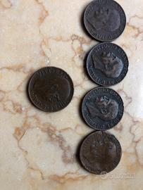 Monete 5 centesimi di lire testa girata