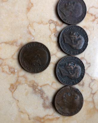 Monete 5 centesimi di lire testa girata