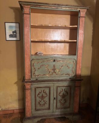 Credenza libreria in stile veneziano dipinta