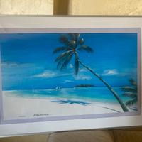 Quadro con cornice-dipinto a mano 60x90  MALDIVE