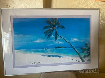 Quadro con cornice-dipinto a mano 60x90  MALDIVE