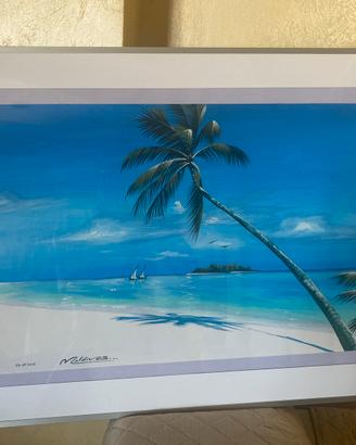 Quadro con cornice-dipinto a mano 60x90  MALDIVE