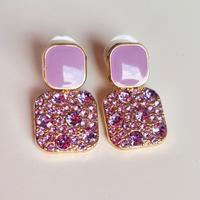 Orecchini vintage luminosi color oro lilla