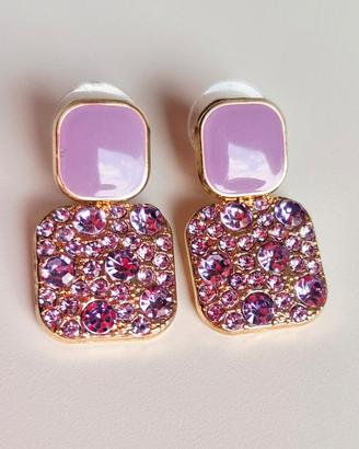 Orecchini vintage luminosi color oro lilla