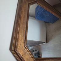 Specchio ottagonale con cornice legno