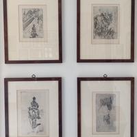 Serie di 4 quadri con cornice