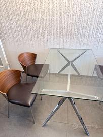 Tavolo in cristallo calligaris con 4 sedie
