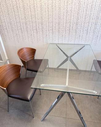 Tavolo in cristallo calligaris con 4 sedie