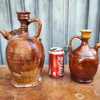 2 antiche oliere in ceramica terracotta pugliese