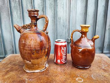 2 antiche oliere in ceramica terracotta pugliese